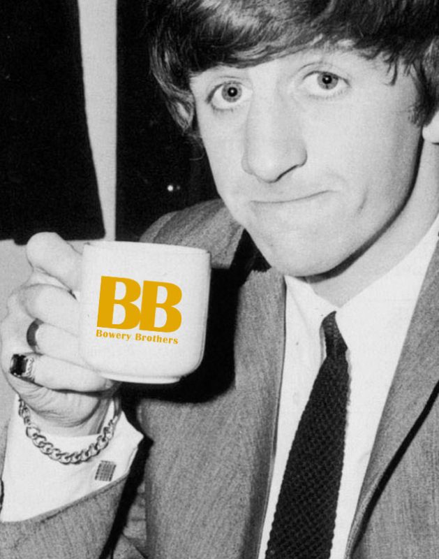 bowery brothers coffee cup endorsed by Ringo Starr